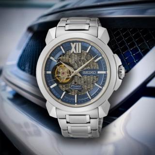 【SEIKO 精工】Premier 開芯鏤空機械腕錶 SK038 /藍x銀44.7mm(SSA435J1/4R71-00C0N)