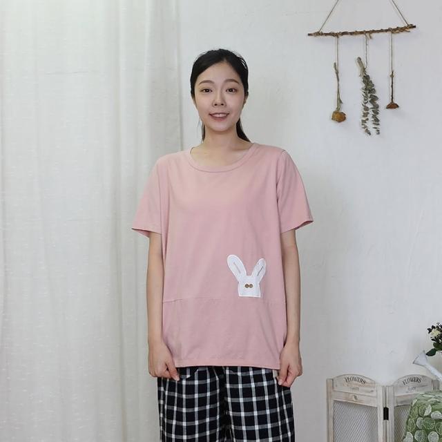 【Hana Mokuba】花木馬日系女裝純棉圓領趣味造型貼布T恤(上衣)