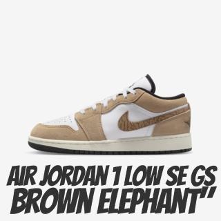 【NIKE 耐吉】休閒鞋 Air Jordan 1 Low SE GS Brown Elephant 棕爆裂紋 大童 女鞋 DZ5368-201