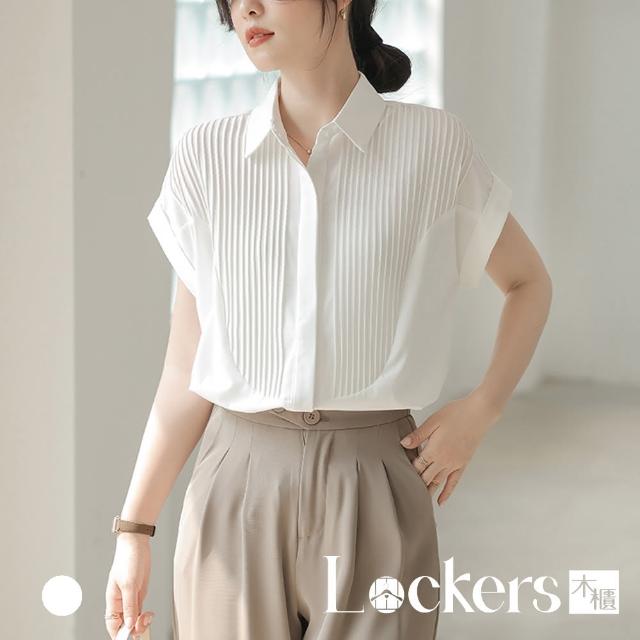 【Lockers 木櫃】夏季風琴皺褶短袖襯衫上衣 L112080702(上衣 女上衣)
