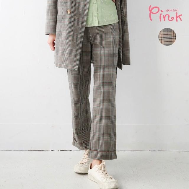【PINK NEW GIRL】時尚格紋反褶休閒西裝褲 N3502HD(2色)