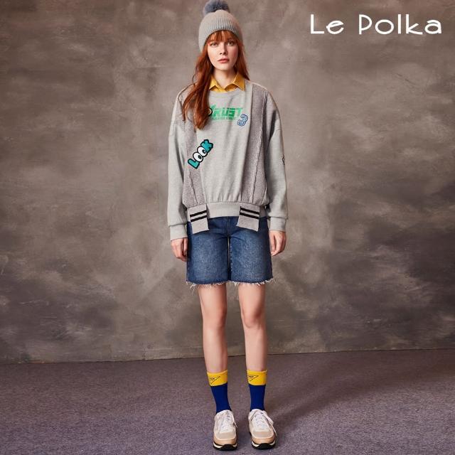 【Le Polka】破壞風五分牛仔短褲-女(丹寧)