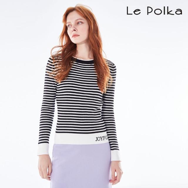 【Le Polka】JOYFUL條紋針織上衣-女