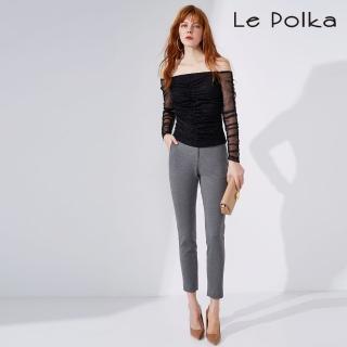 【Le Polka】上班族必備灰色合版長褲-女