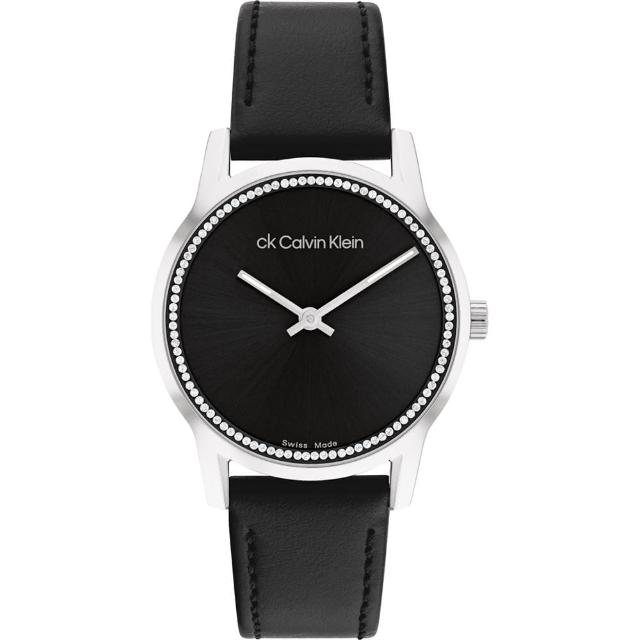 【Calvin Klein 凱文克萊】CK 瑞士製晶鑽皮帶女錶-32mm(25000022)