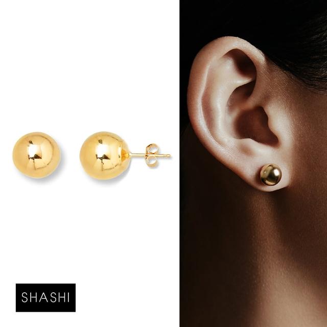 【SHASHI】紐約品牌 Paloma 優雅金色圓球耳環 亮面金珠耳環(圓球耳環)
