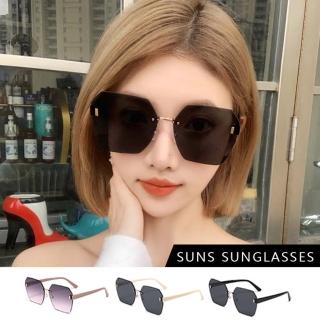 【SUNS】時尚精品墨鏡 時尚多邊形無框金屬墨鏡 ins韓妞必備款眼鏡 S523(抗UV400/檢驗合格)
