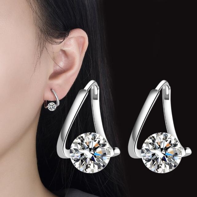 【Emi 艾迷】韓系時尚不規則鋯石耳扣925銀針耳環