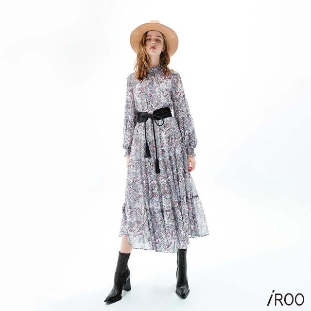 【iROO】波希米亞圖騰印花長洋裝