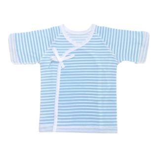 【日本IWASHITA】日本製100%純棉極柔紗布肚衣親膚有機棉嬰兒初生新生兒衣服日式上衣(藍色線條)