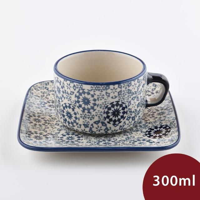 【波蘭陶】Manufaktura  方形咖啡杯盤組 馬克杯 點心盤 300ml 波蘭手工製(悠然隨影系列)