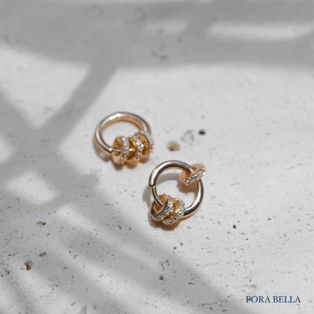 【Porabella】925純銀鋯石圈圈耳環 注目焦點高雅氣質 兩用可拆卸自由搭配穿洞式耳環 三色耳圈 Earrings