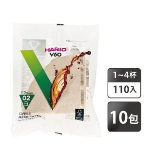 【HARIO】V60 無漂白02濾紙 1~4杯 100入x10包(VCF-02-100M)