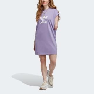 【adidas 愛迪達】New Trfteedress 女 連身洋裝 亞洲版 經典 休閒 寬鬆 簡約 穿搭 紫(IC5482)