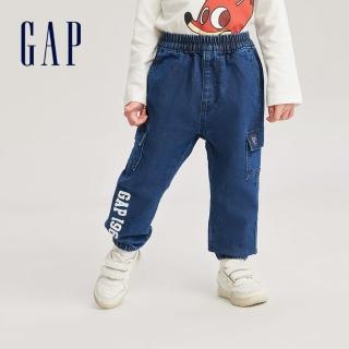 【GAP】男幼童裝 Logo束口牛仔褲-深藍色(784991)