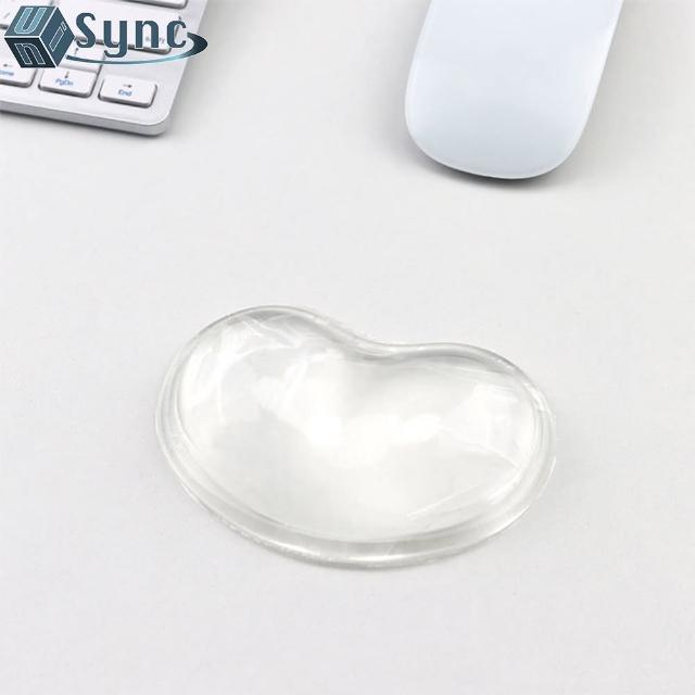 【UniSync】水晶果凍感心形軟Q冰涼減壓手腕托/滑鼠墊 透明