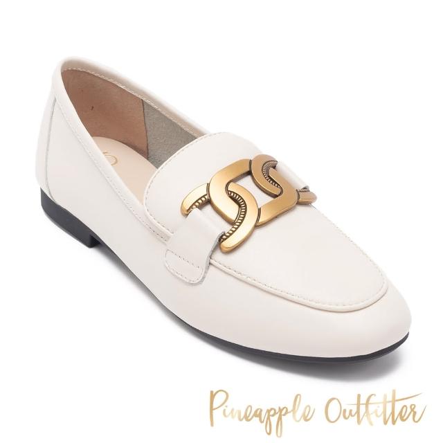 【Pineapple Outfitter】MAISIE 真皮金屬飾釦樂福鞋(白色)