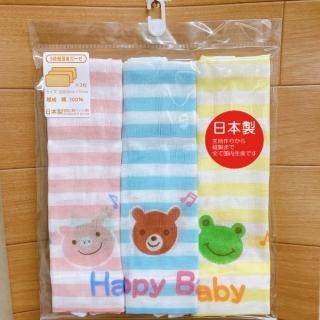 【日本IWASHITA】日本製100%頂級純綿大尺寸紗布洗澡巾*3色入 柔織多用途嬰兒新生兒紗布毛巾(小豬小熊青蛙)