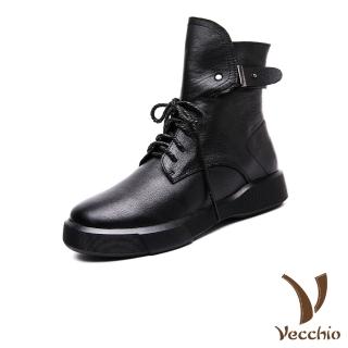 【Vecchio】真皮馬丁靴 牛皮馬丁靴/全真皮頭層牛皮復古潮流百搭時尚馬丁靴(黑)