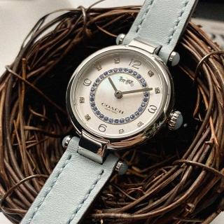 【COACH】COACH蔻馳女錶型號CH00139(白銀色錶面銀錶殼淺藍真皮皮革錶帶款)