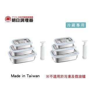 【ASAHI 朝日鍋具】不鏽鋼真空保鮮盒組X2(食品級矽膠條設計)