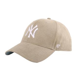 【NEW ERA】洋基NY白繡線仿絨棒球帽(卡其)