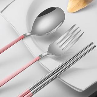 【Pena 珮娜餐具】環保餐具組 粉銀三件組(筷、叉、勺)