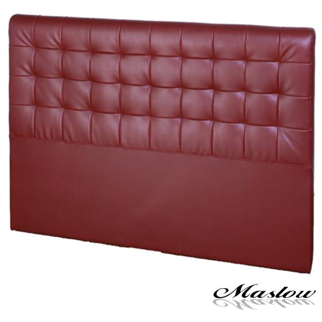 【Maslow】時尚格紋皮製6尺雙人加大床頭-暗紅
