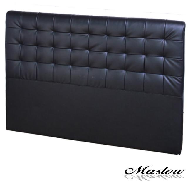 【Maslow】時尚格紋皮製5尺雙人床頭-黑