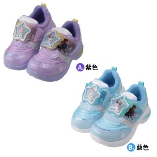 【布布童鞋】Moonstar冰雪奇緣雪花飄飄星星艾莎兒童電燈運動鞋(紫色/藍色)