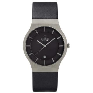 【OBAKU】極簡時代優雅時尚腕錶黑-皮帶-大(V123GCBRB)