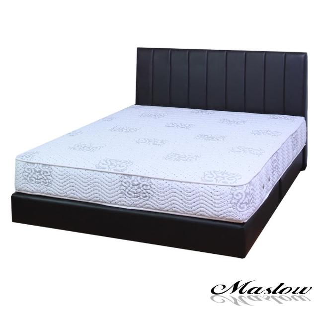 【Maslow】簡約線條黑色皮製5尺雙人床組