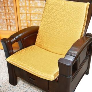 【凱蕾絲帝】加厚連體L型背坐墊1入木椅通用高支撐-100%台灣製造(富貴金)