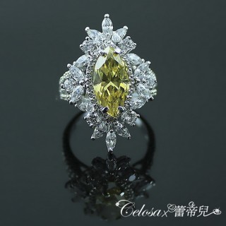 【Celosa珠寶】-璀璨之美彩黃晶鑽戒指