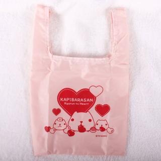 【Kapibarasan】水豚君愛心印花防水購物袋 -小(粉紅)
