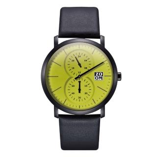 【ZOOM】iF 設計獎 - MUSE 7100 特殊讀時真皮手錶-綠(ZM7100)
