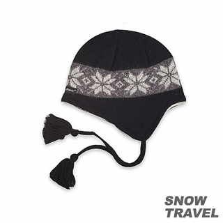 【SNOW TRAVEL】3M防風透氣保暖羊毛遮耳帽(黑色)