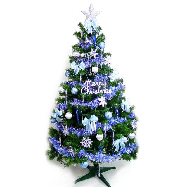 【摩達客】台灣製-6尺/6呎-180cm豪華版裝飾綠聖誕樹(含藍銀色系配件/不含燈/本島免運費)