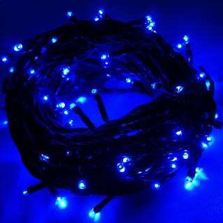 【聖誕裝飾特賣】100燈LED燈串聖誕燈-藍光黑線(附控制器跳機 高亮度又省電)