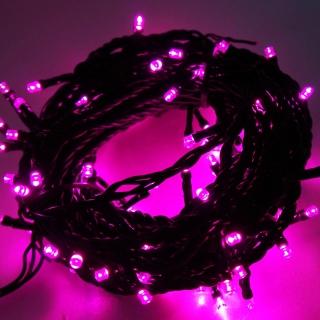 【聖誕裝飾特賣】100燈LED燈串聖誕燈-粉紅光黑線(附控制器跳機 高亮度又省電)