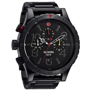 【NIXON】The 48-20 CHRONO 潮流重擊運動腕錶(鋼帶-黑紅 A4861320)