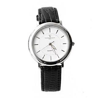【范倫鐵諾˙古柏】極簡時刻 銀色刻度皮革手錶對錶 真皮錶帶