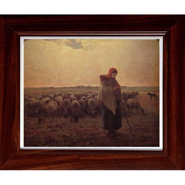 【開運陶源】米勒 - 牧羊女與羊群(世界名畫 小幅)