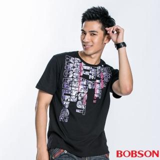 【BOBSON】男款字母印圖短袖上衣(黑22038-88)