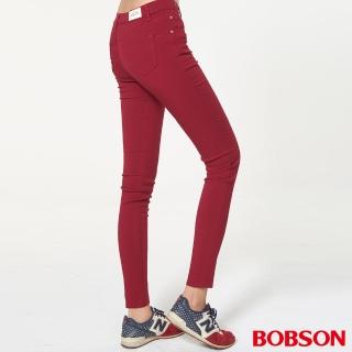【BOBSON】女款高腰彩色強彈力緊身褲(紅8088-13)