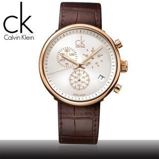 【瑞士 CK手錶 Calvin Klein】時尚流行-三眼計時紳士錶(K2N286G6)