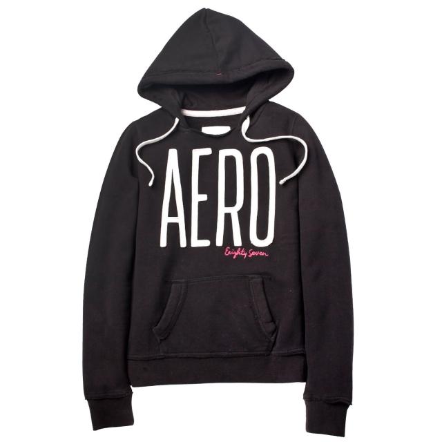 【現貨Aeropostale】AERO 經典款 連帽口袋上衣(黑色)