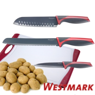 【德國WESTMARK】廚房3入刀具組(水果刀+麵包刀+日式氣孔刀)