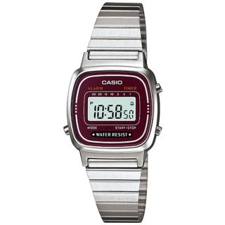 【CASIO 卡西歐】復古優雅質感時尚電子錶(棗紅-LA670WA-4)