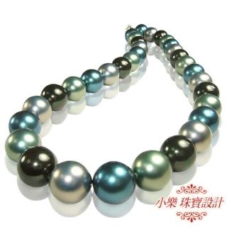 【小樂珠寶】稀有藍綠七彩南洋深海貝珍珠項鍊(藍綠七彩)